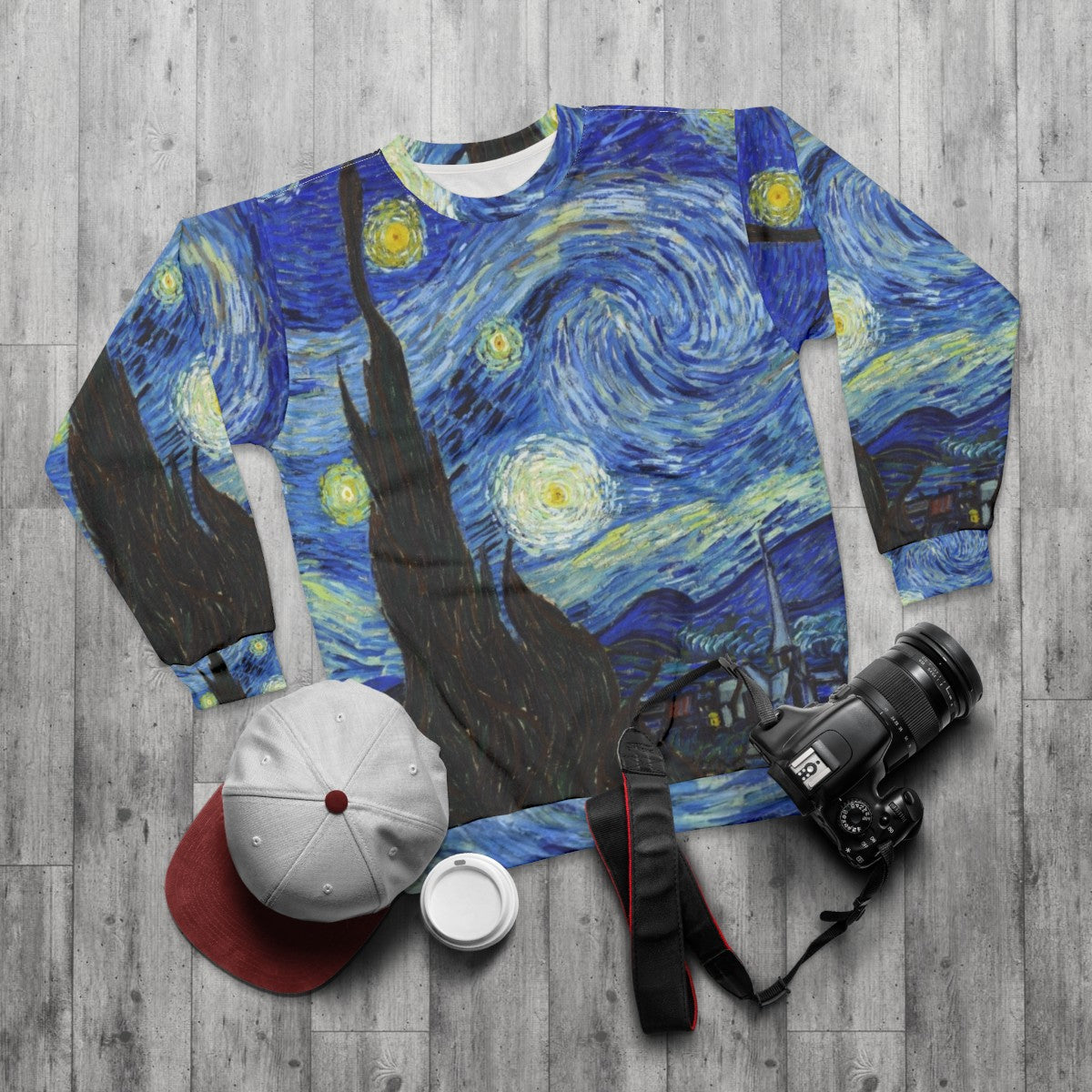 Vincent Van Gogh Starry Night Sweatshirt - flat lay