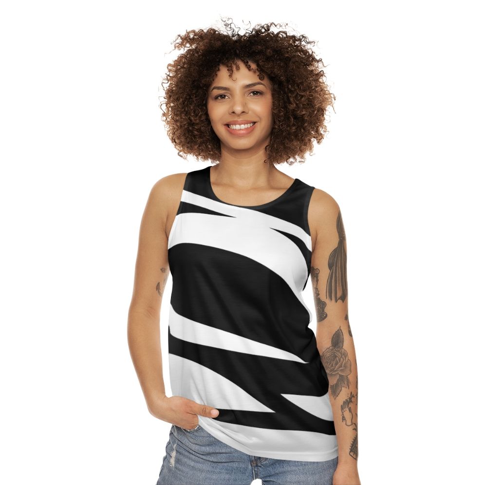 Modern abstract waves graphic unisex tank top - women