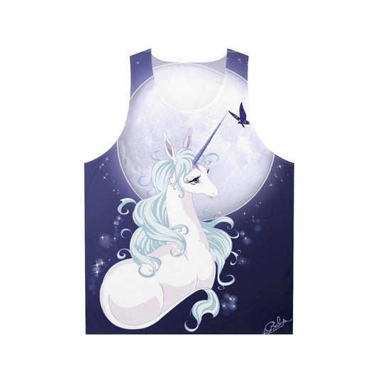 Unisex tank top featuring a full moon and unicorn design