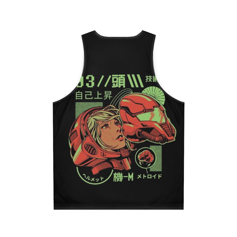 Retro gaming unisex tank top with Japanese robot design - Back