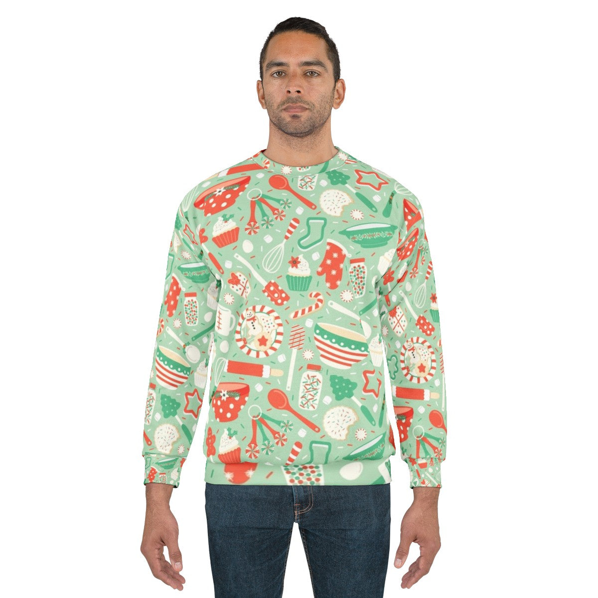 Christmas baking sweatshirt with festive holiday motifs - men