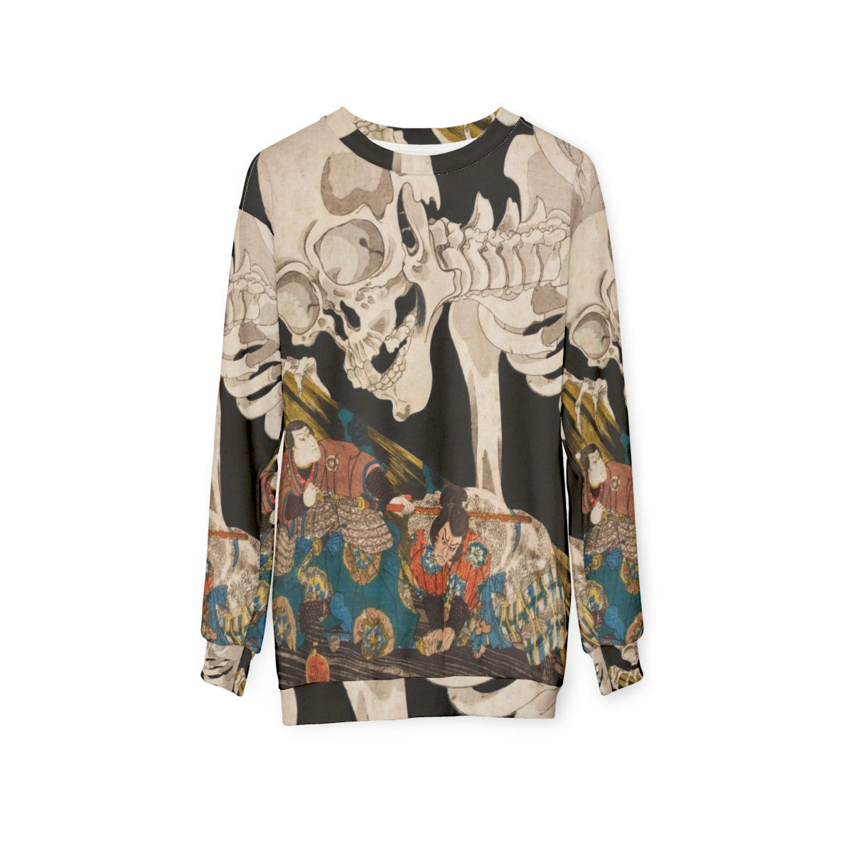 Skeleton Ghost Ukiyo-E Woodblock Print Sweatshirt - hanging