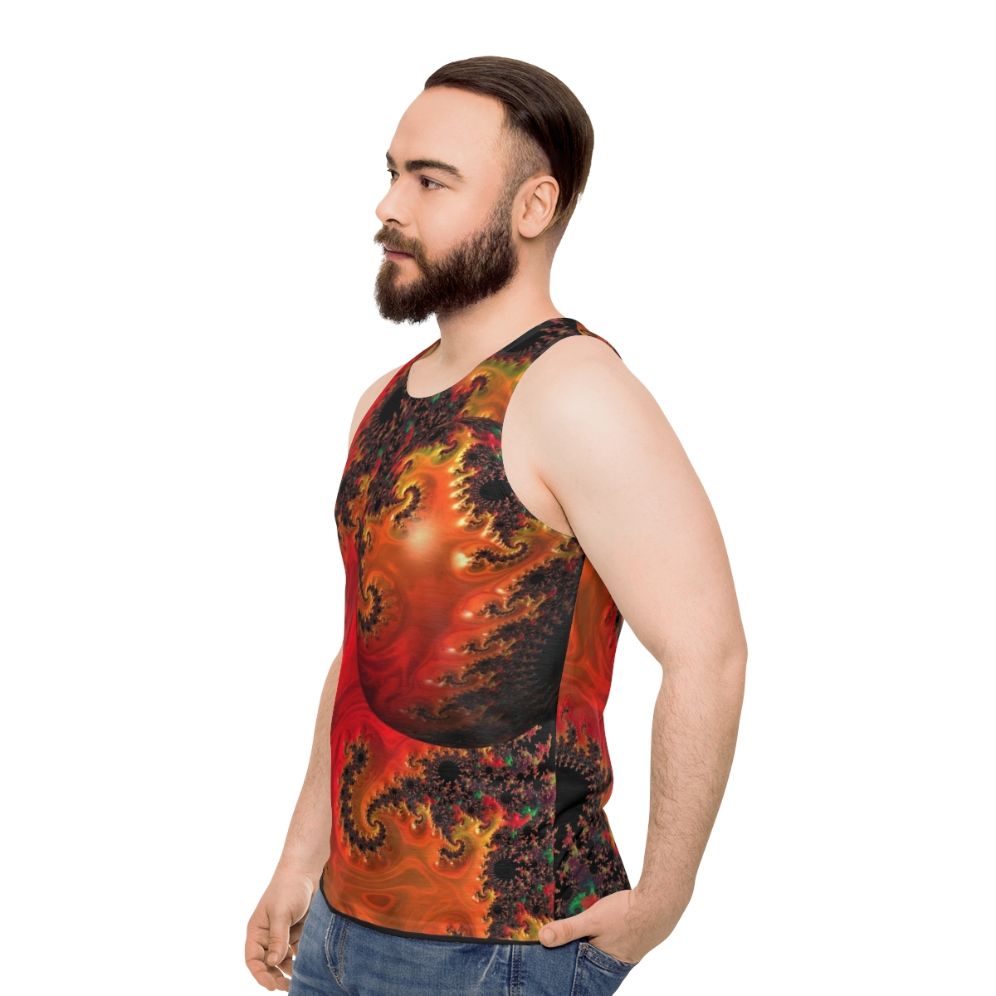 Geometric sphere unisex tank top with vibrant abstract art - men side