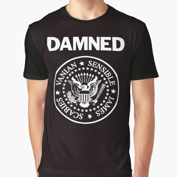 Vintage 'The Damned Ramones' punk rock graphic t-shirt design