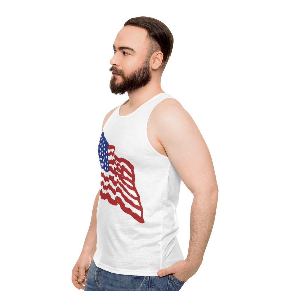 Unisex tank top with waving American flag design - men side