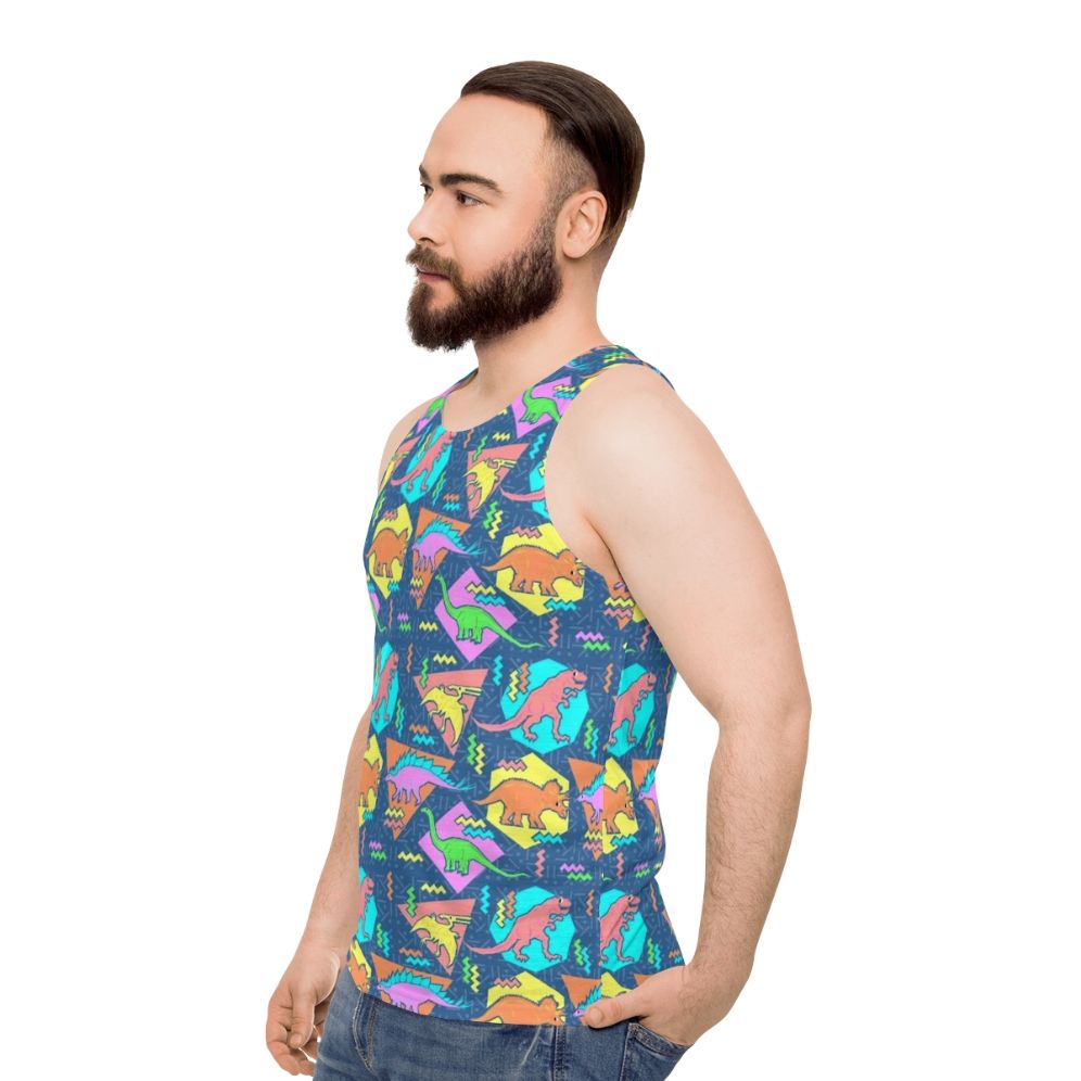 Nineties Dinosaurs Pattern Unisex Tank Top - men side