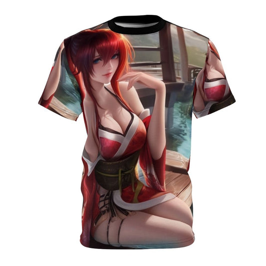 Anime girl Rias Gremory in a hot spring t-shirt design