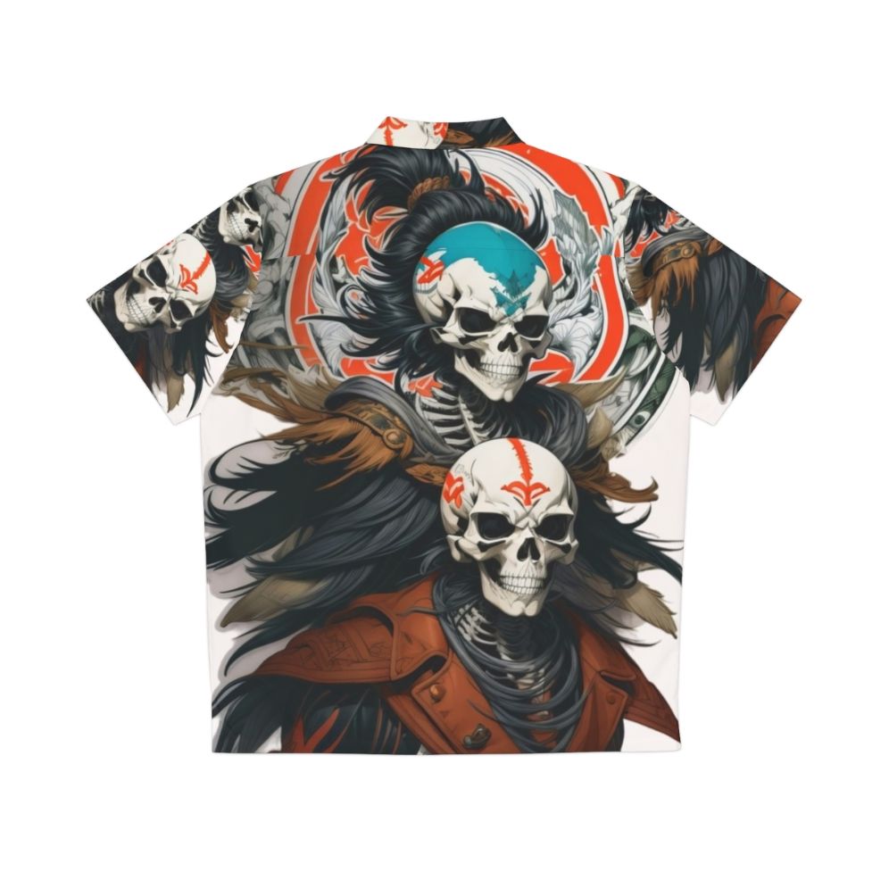 Dark Fantasy Skeleton Warrior Hawaiian Shirt - Back