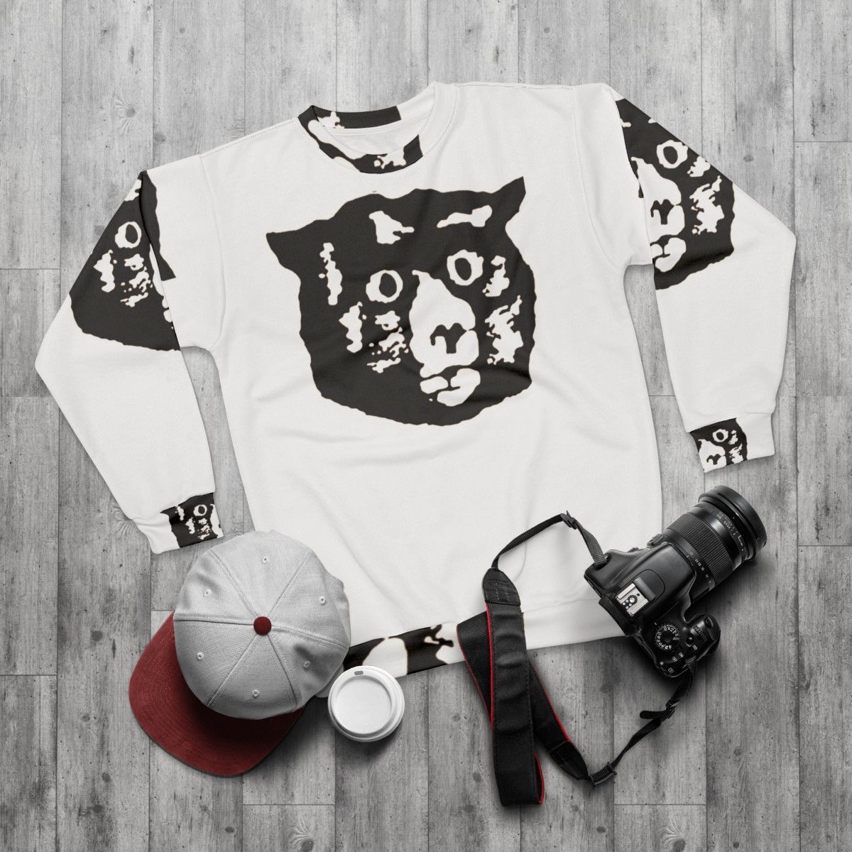 Vintage Monster Bear Sweatshirt - flat lay