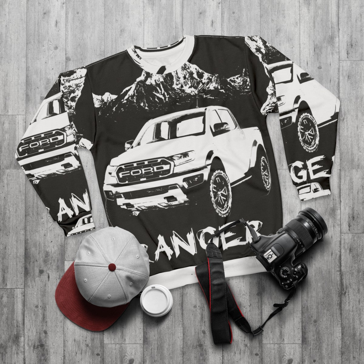 Ford Ranger Sweatshirt featuring off-road and outdoor design - flat lay