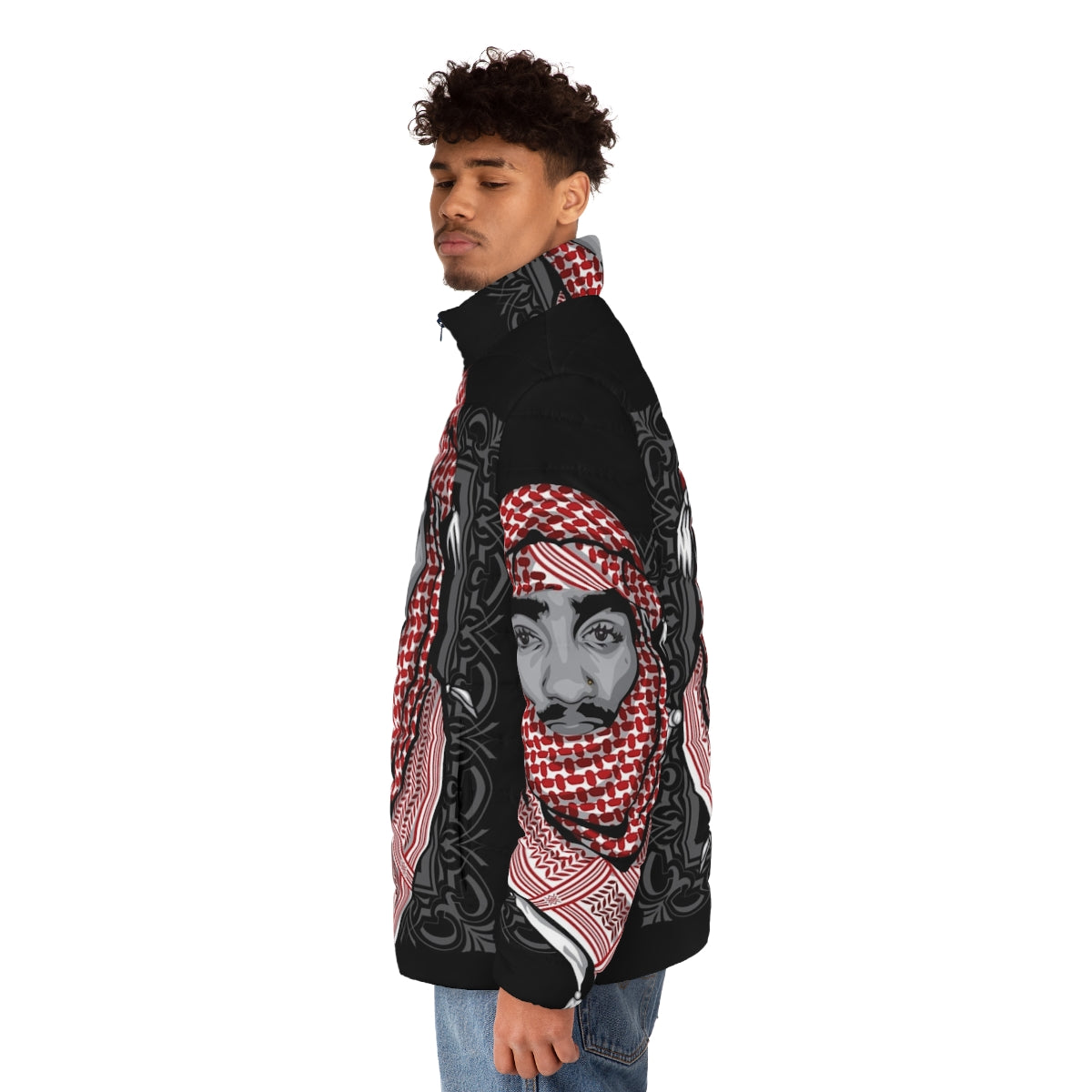 2Pac Puffer Jacket Featuring Legendary Rapper's Iconic Look - men side left