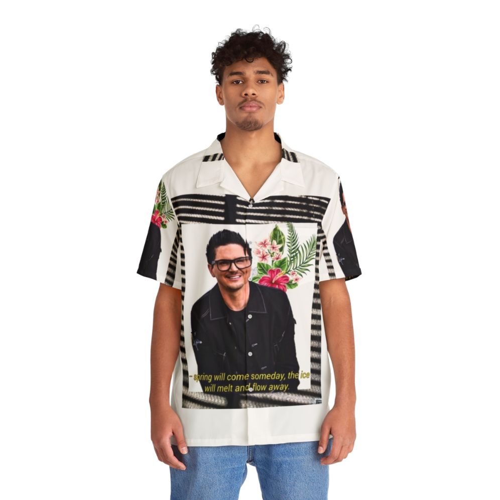 Zak Bagans Paranormal Aesthetic Black and White Hawaiian Shirt - People Front