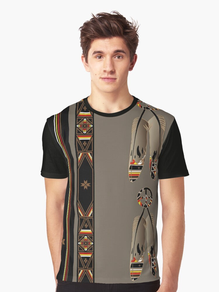 Native American inspired eagle and feather graphic on a t-shirt - Men