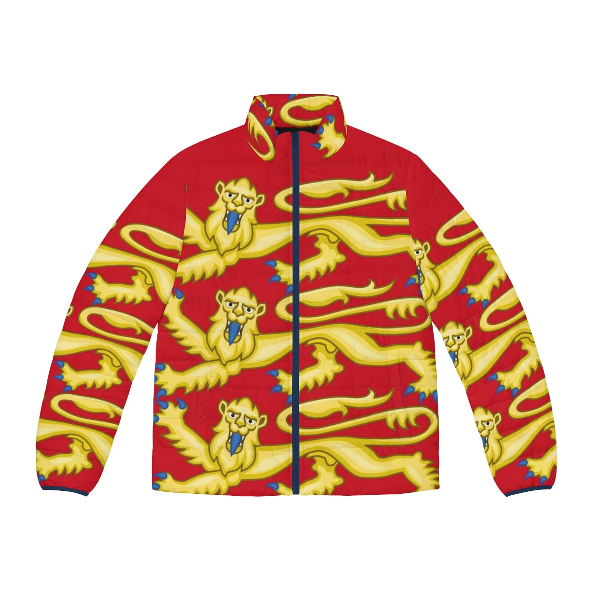 Plantagenet Arms of England Puffer Jacket featuring the royal coat of arms