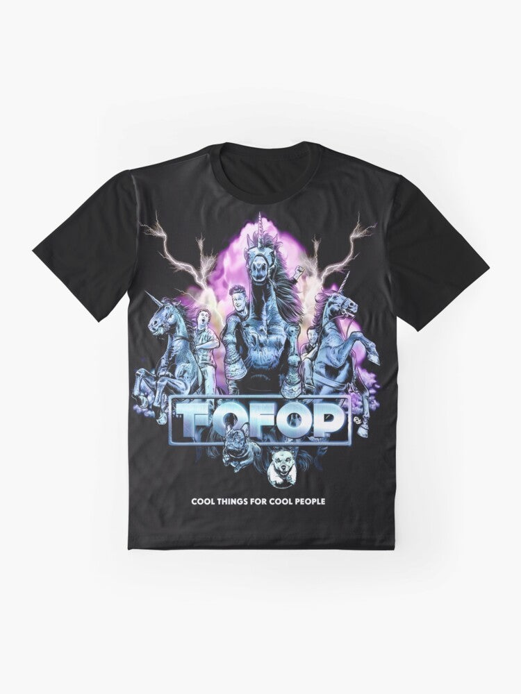 TOFOP/FOFOP graphic t-shirt featuring a cool things design - Flat lay