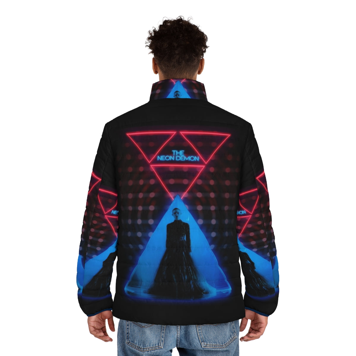 Neon puffer jacket inspired by the film "The Neon Demon" - men back