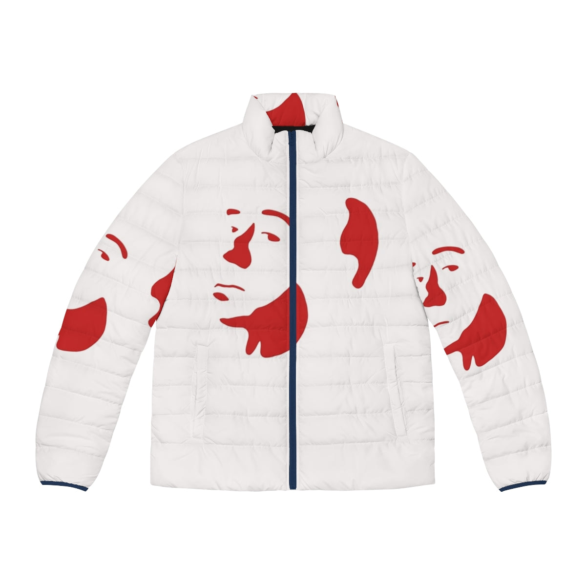 Alfred Hitchcock fan art puffer jacket featuring the famous filmmaker