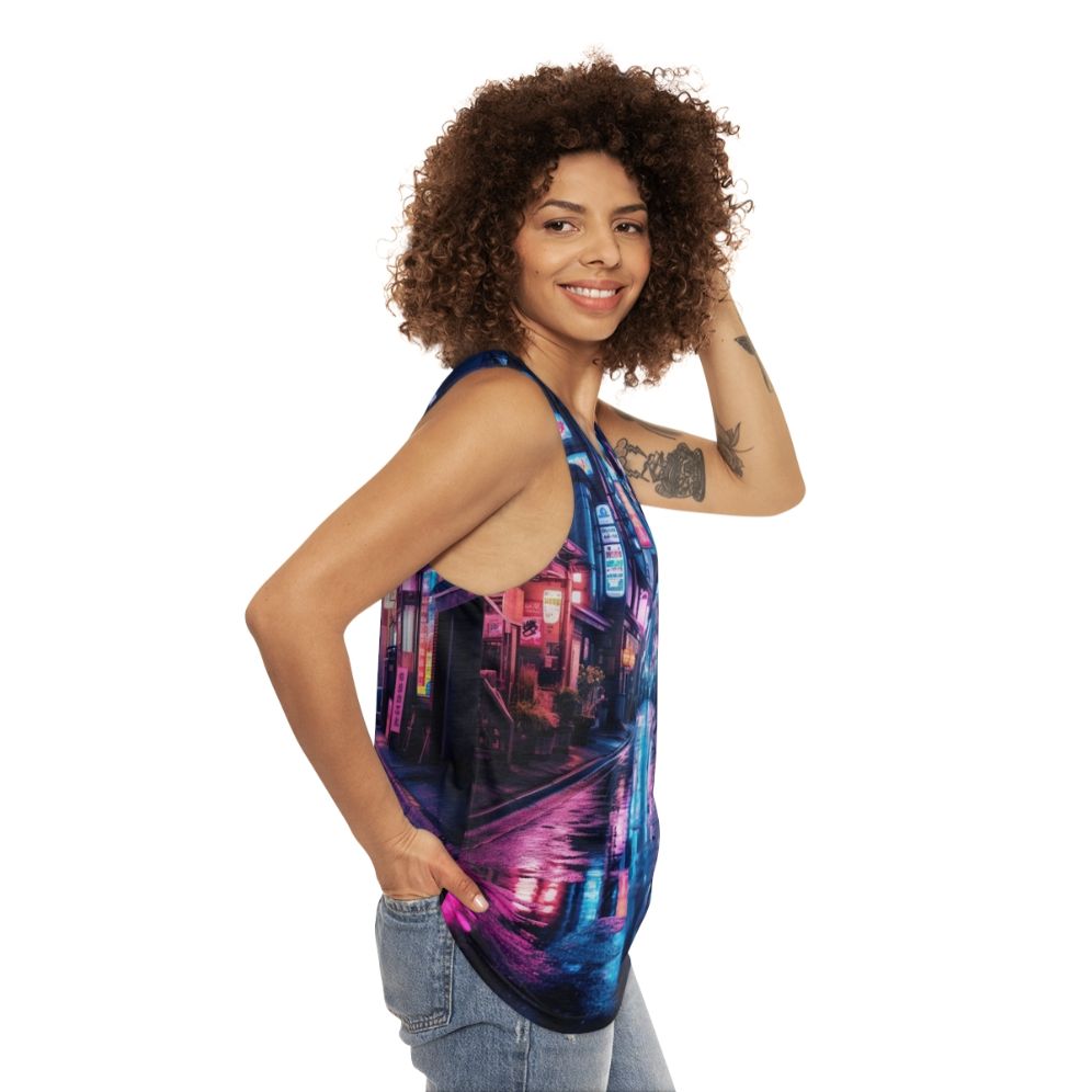 Tokyo neon cyberpunk unisex tank top - women side