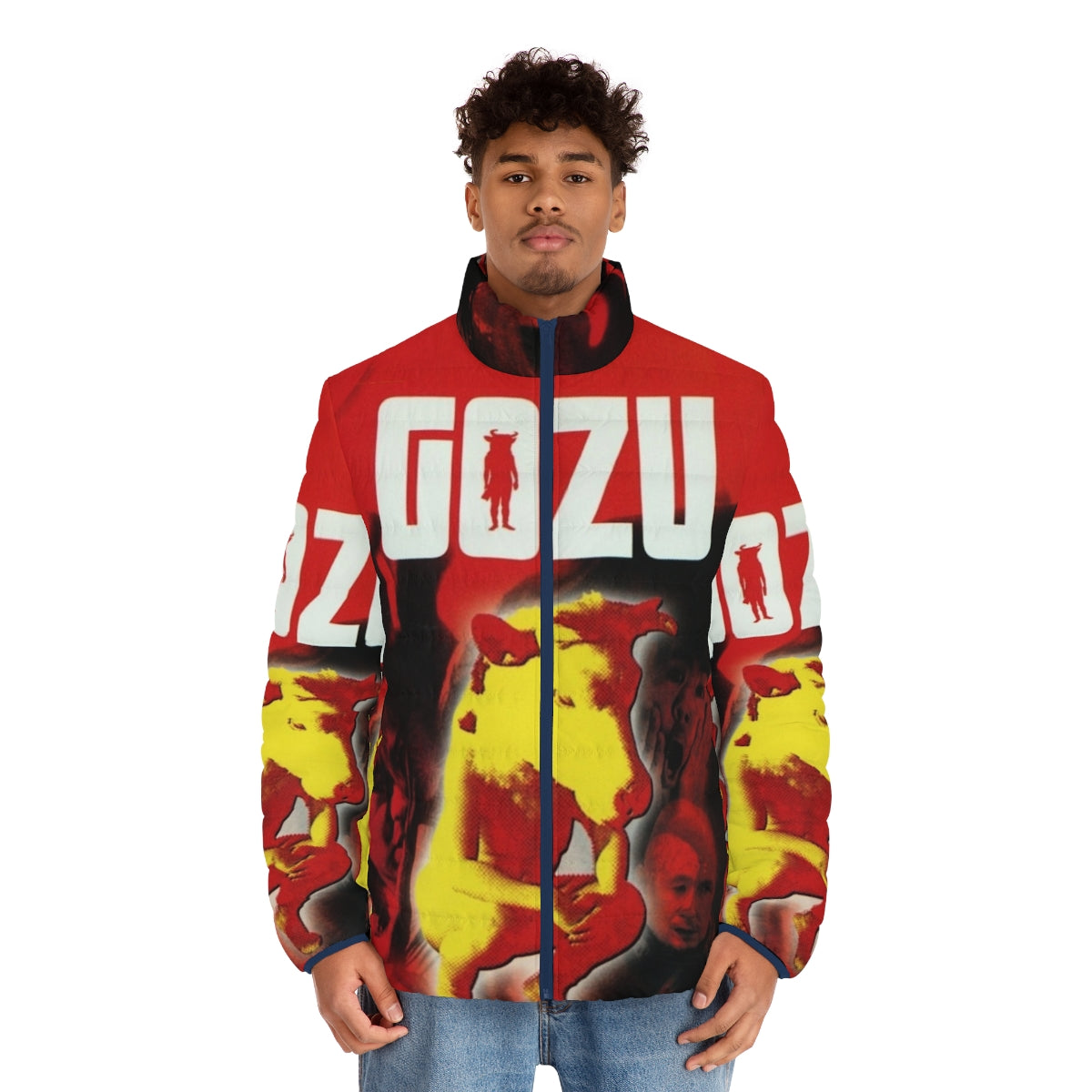 Gozu puffer jacket featuring imagery from the cult classic Japanese horror film - men front