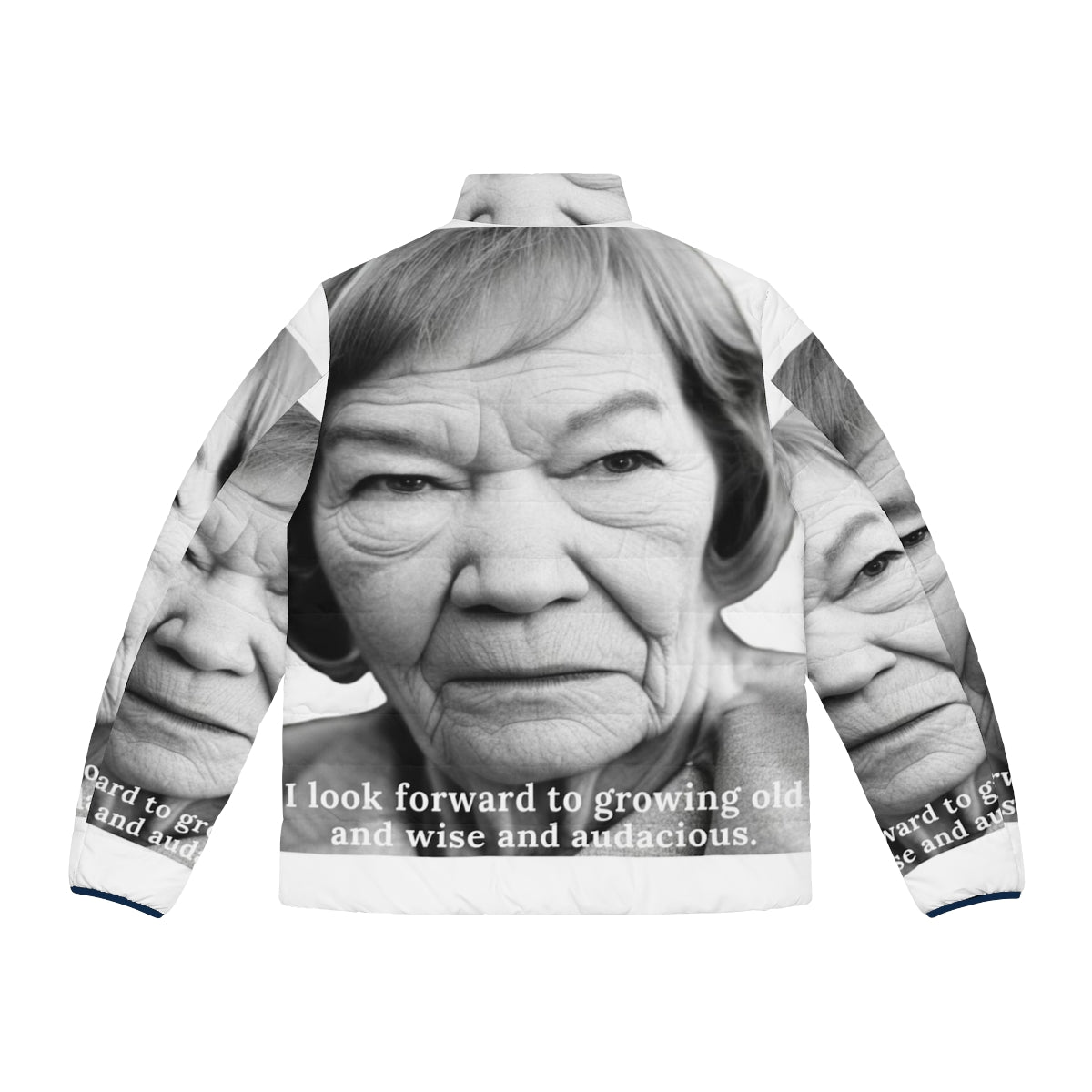 Glenda Jackson Iconic Puffer Jacket with Portraits and Artwork - Back