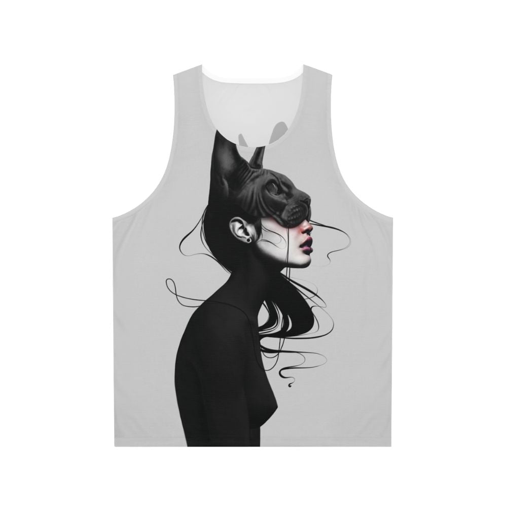 Unisex tank top featuring a black and white portrait