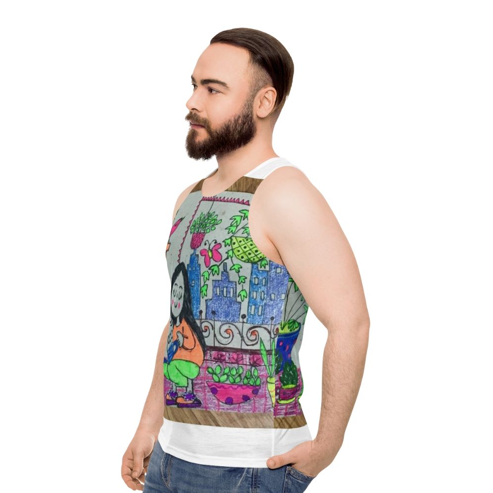 Unisex tank top with nature-inspired design - men side