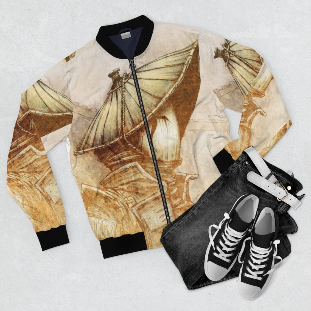 Nobushi Warrior Bomber Jacket with Textured Design - Flat lay