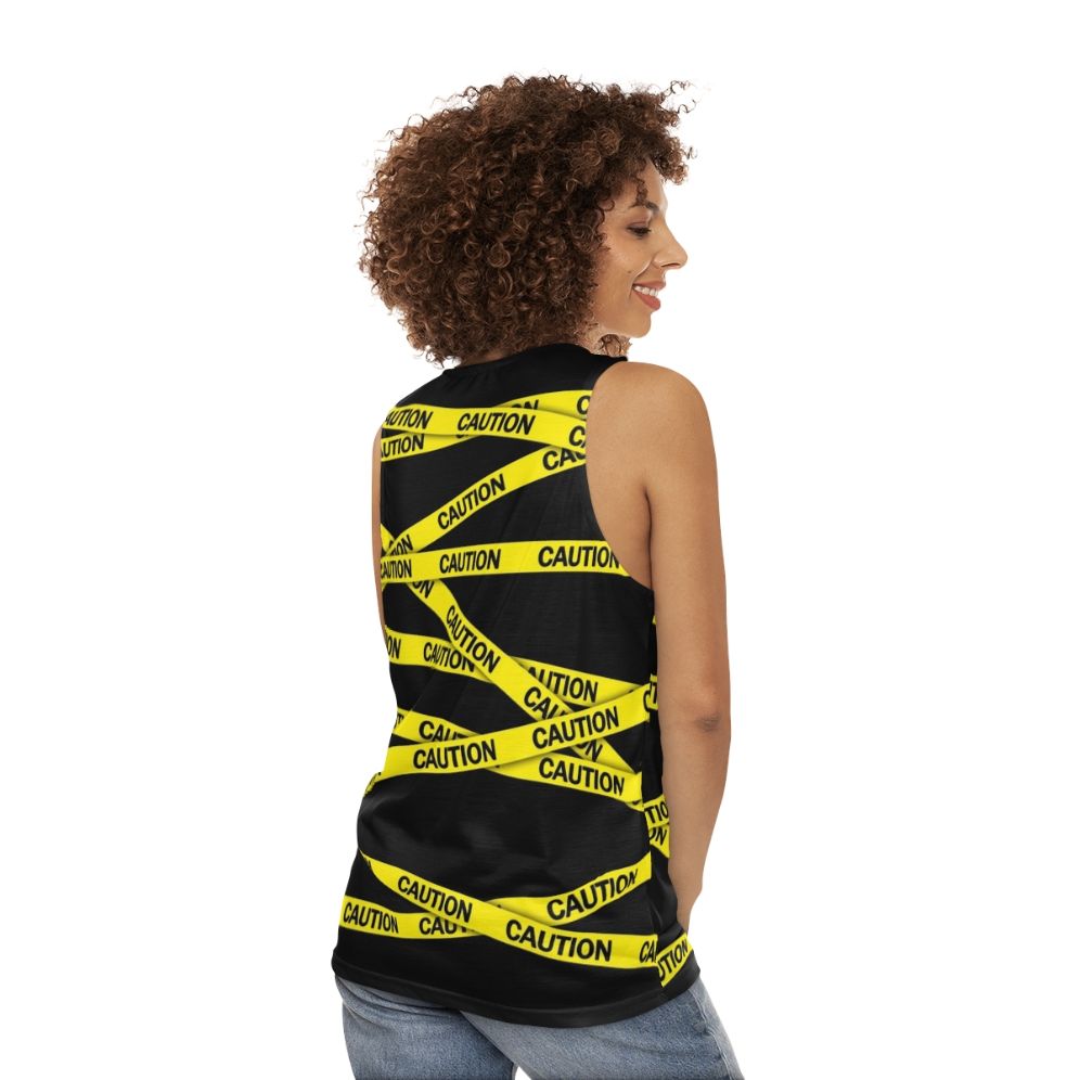 Bright Caution Tape Unisex Tank Top - women back