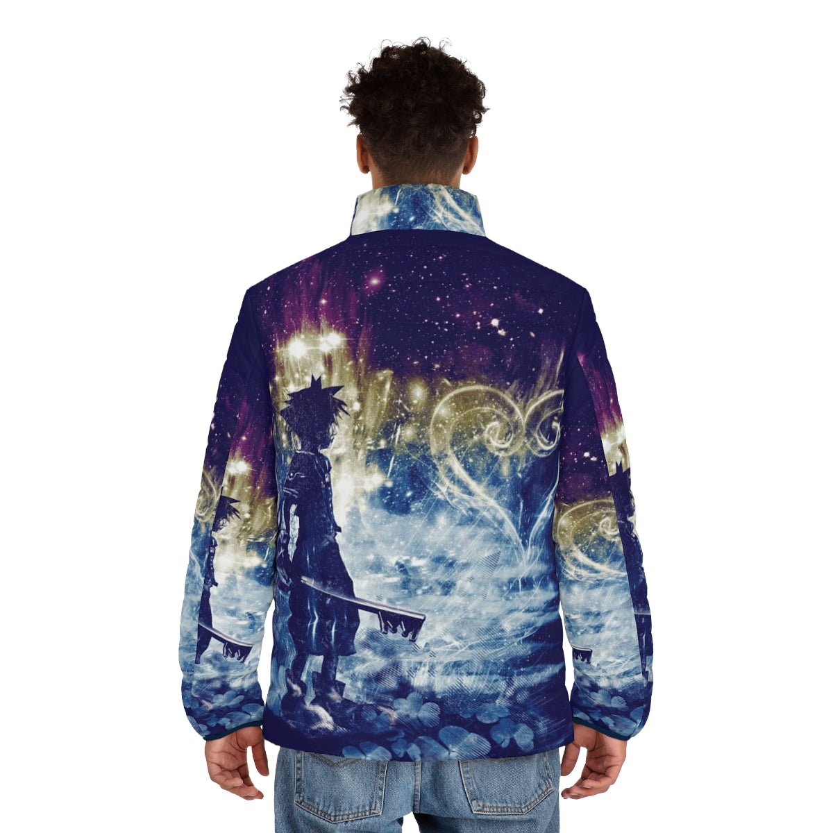 A Path To The Heart Puffer Jacket featuring a kingdom hearts-inspired design - men back