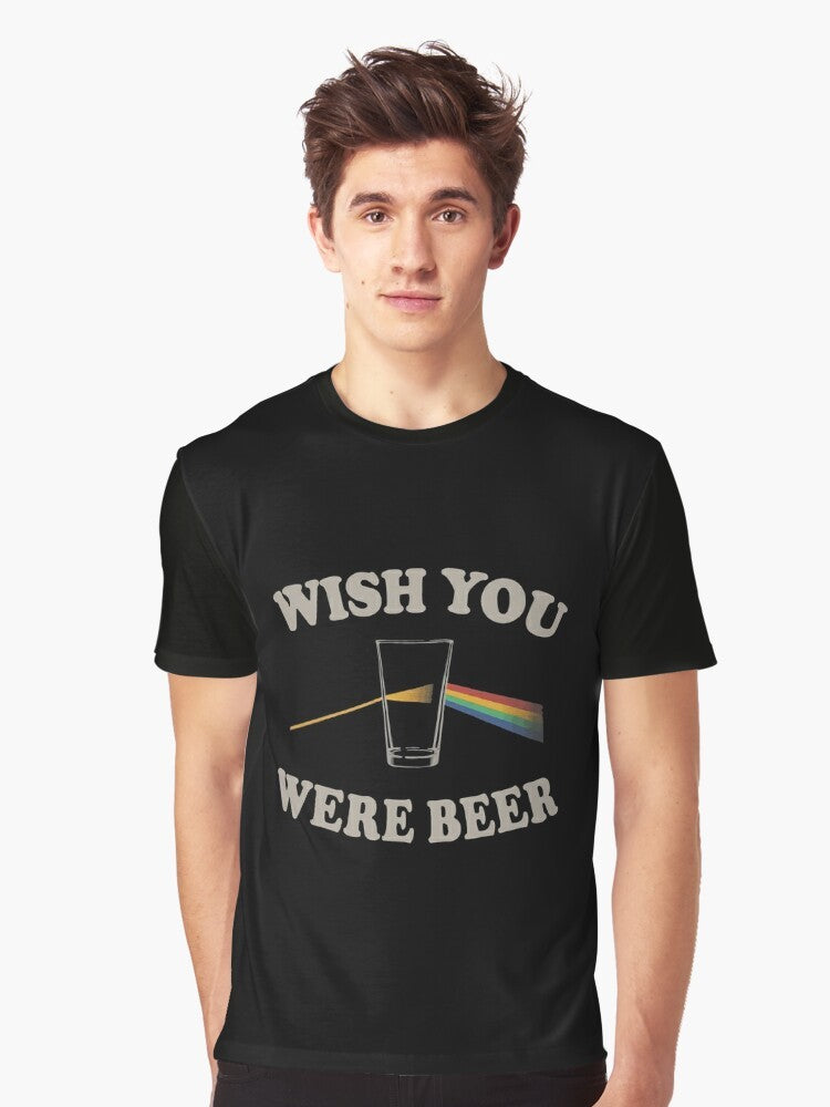 "Wish You Were Beer" graphic t-shirt featuring retro-inspired design inspired by the classic Pink Floyd song lyrics - Men