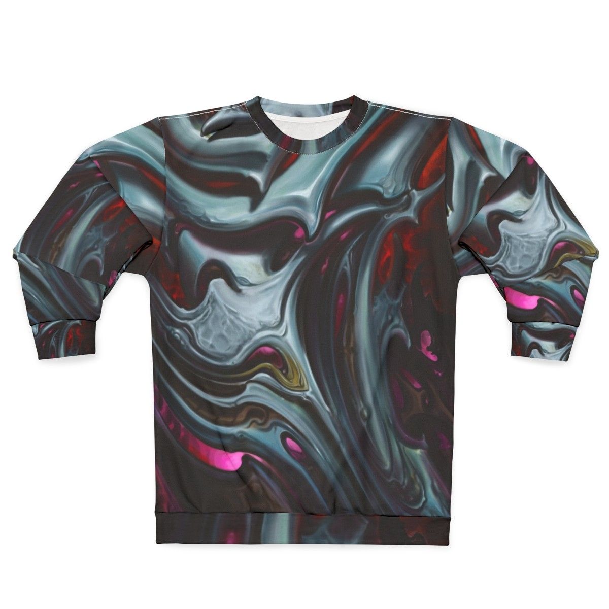 Bioorganic dark design sweatshirt with biomechanical and tattoo-inspired patterns