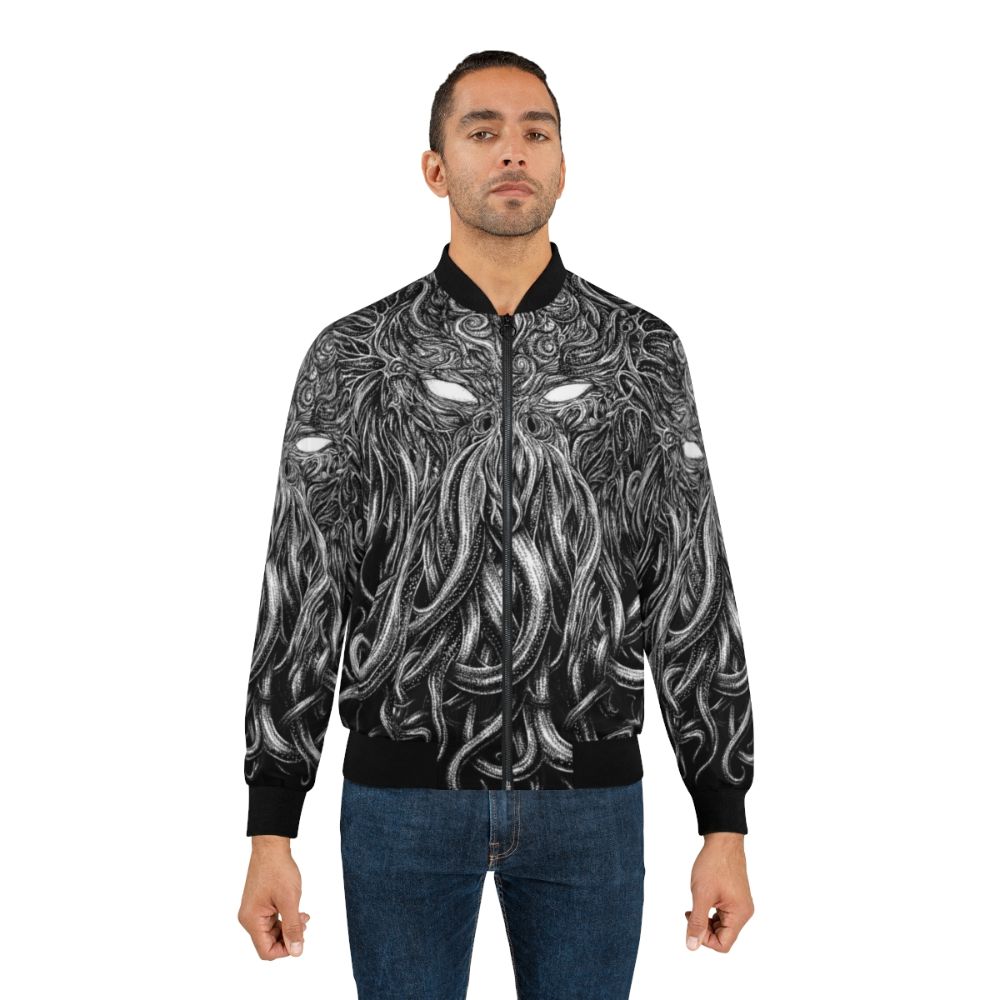 Lovecraft-inspired bomber jacket with dark gothic and occult design elements - Lifestyle