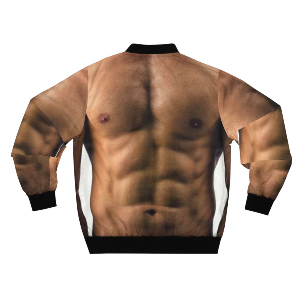 Muscle man 6 pack abs bomber jacket with fitness and bodybuilding design - Back