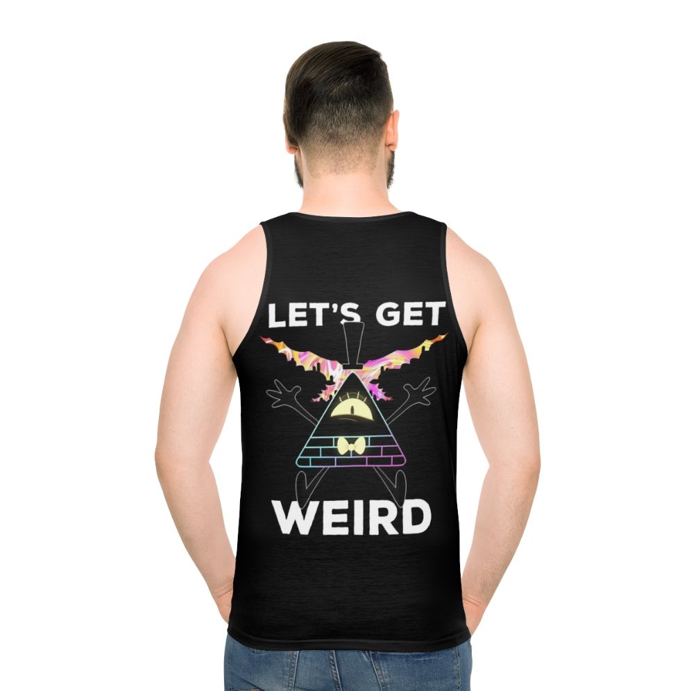 Weird Unisex Tank Top with Bill Cipher from Gravity Falls - men back