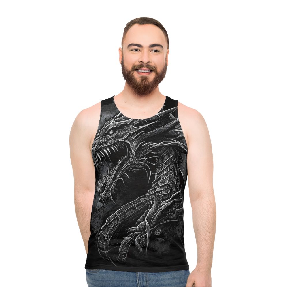 Unisex dragon tank top with cool dragon design - men