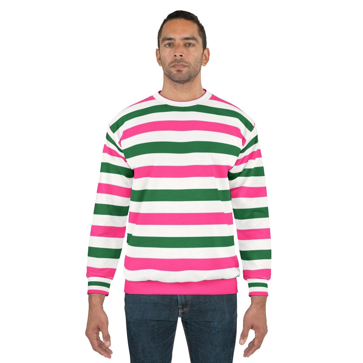 Deckchair Stripes Forest Green and Pink Sweatshirt - men