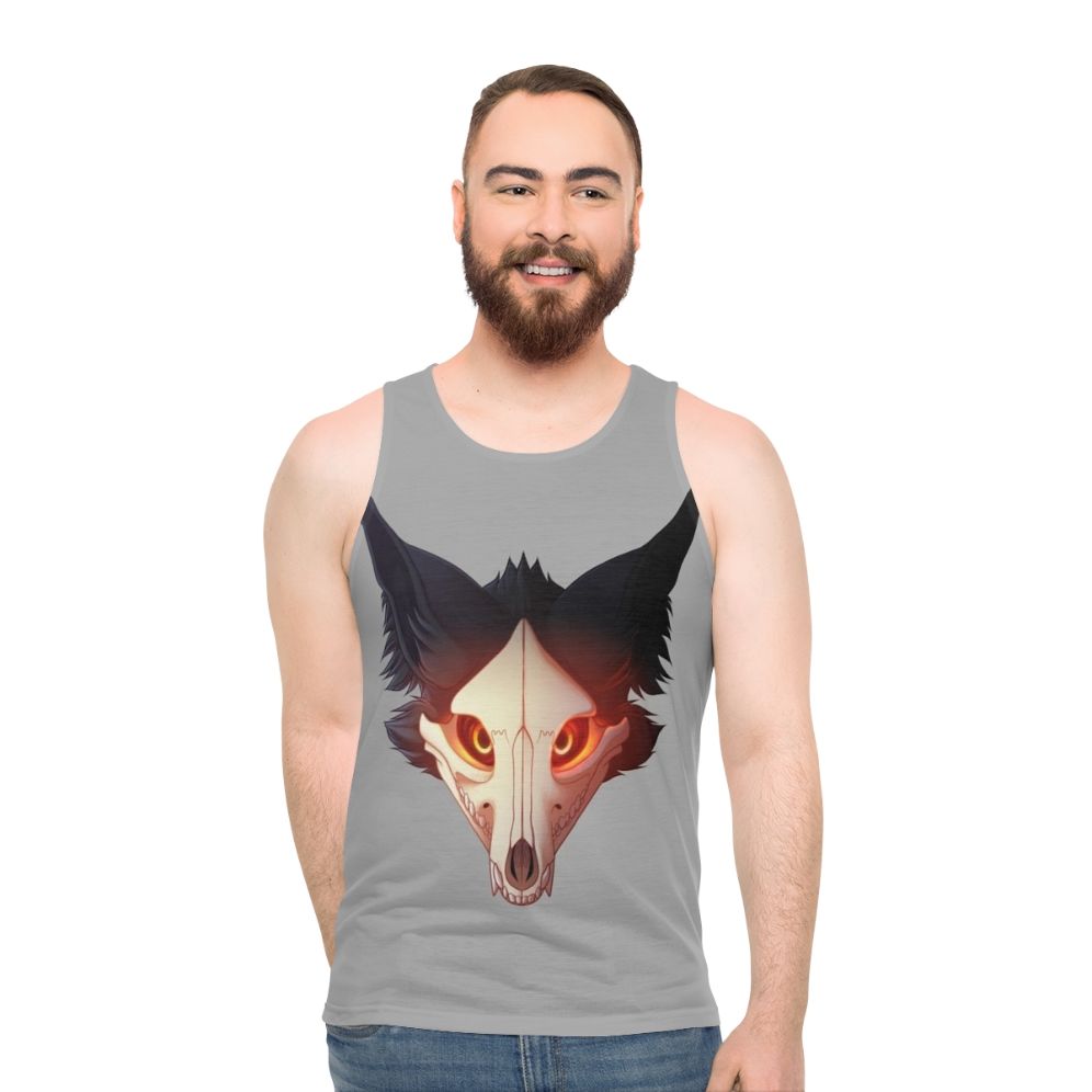 Cadaver unisex tank top with werewolf, skull, and gothic design - men