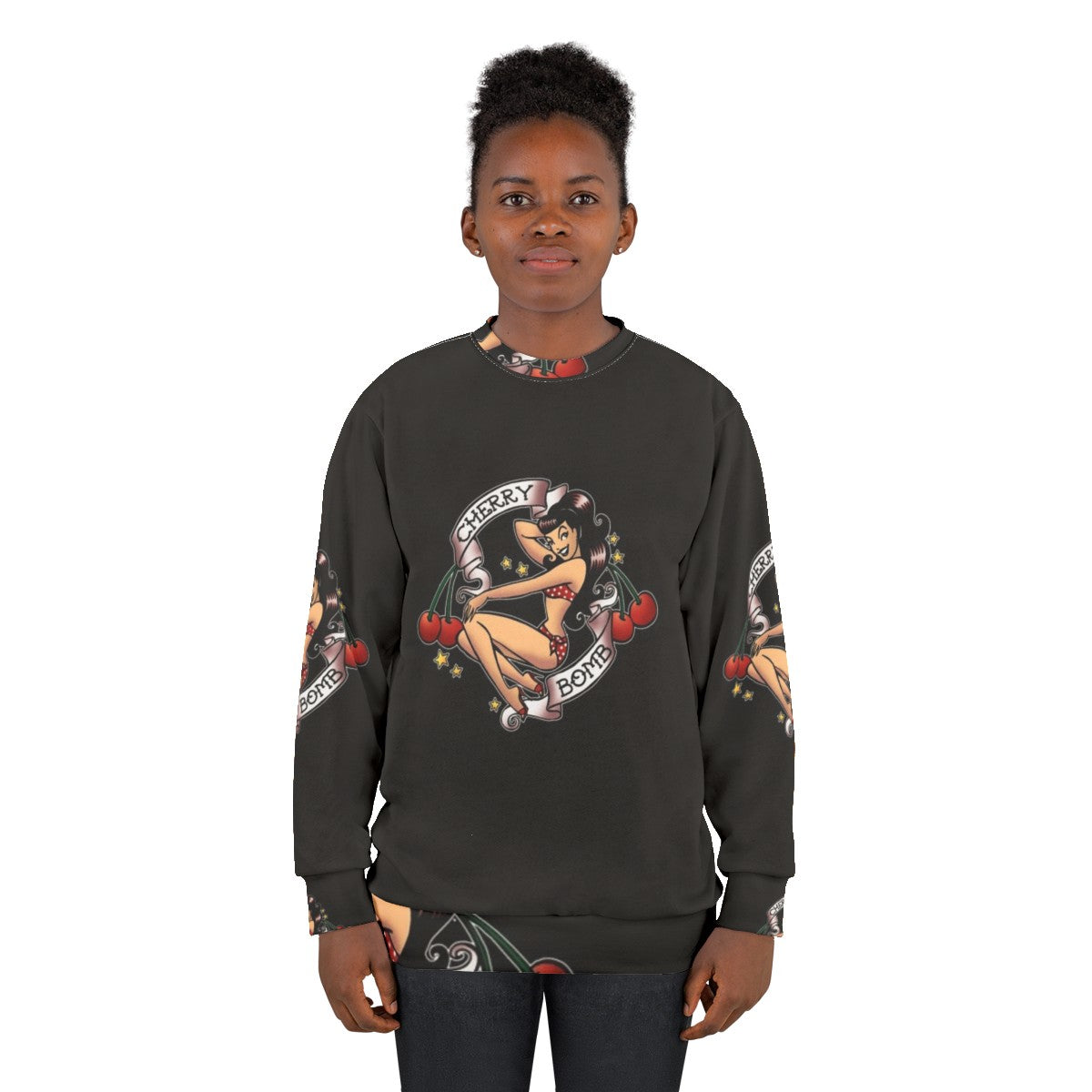 Rockabilly Cherry Bomb Retro Pinup Sweatshirt - women