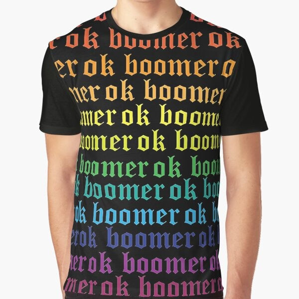 LGBTQIA+ "Ok Boomer" Graphic T-Shirt with Rainbow Design