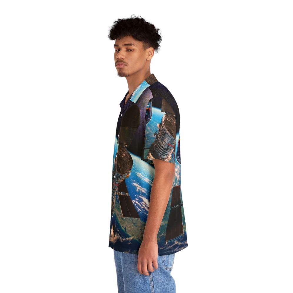 Hubble Space Telescope Hawaiian Shirt with Galaxy Print - People Left