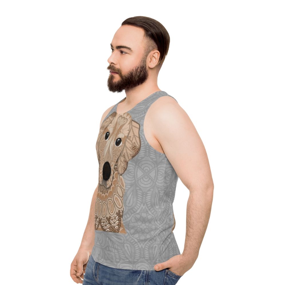 Golden Retriever dog wearing a tank top - men side