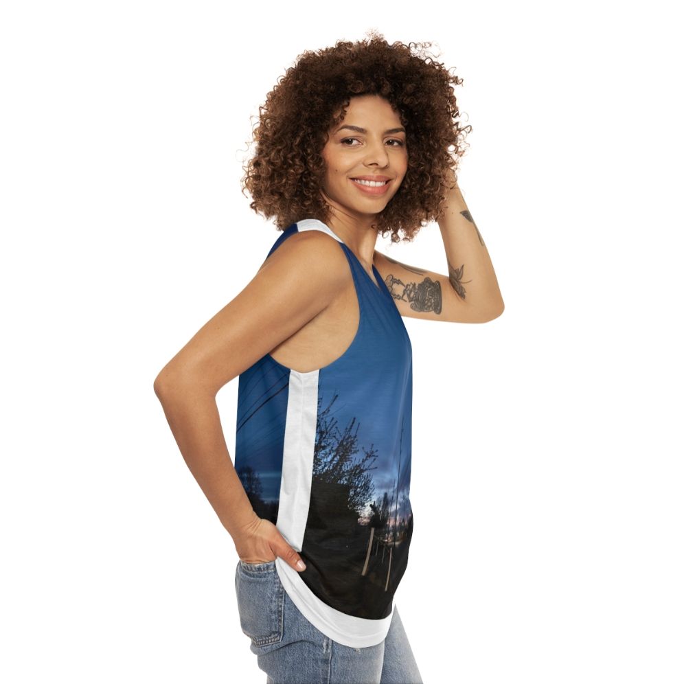 Winter Sunrise Unisex Tank Top - women side