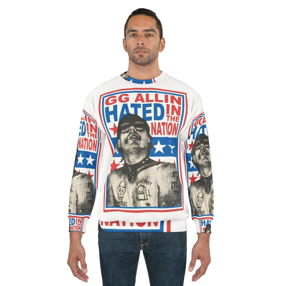 GG Allin "Hated in the Nation" Punk Rock Graphic Sweatshirt - men