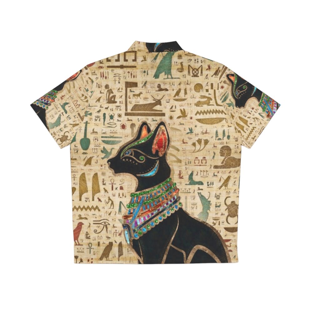 Bastet Egyptian Cat Hieroglyphic Hawaiian Shirt - Back