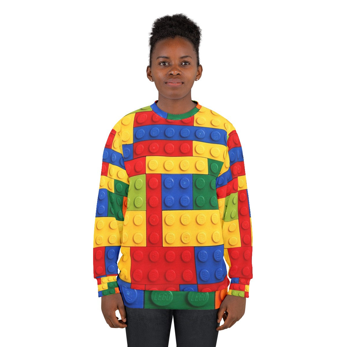 Colorful brick design sweatshirt - women