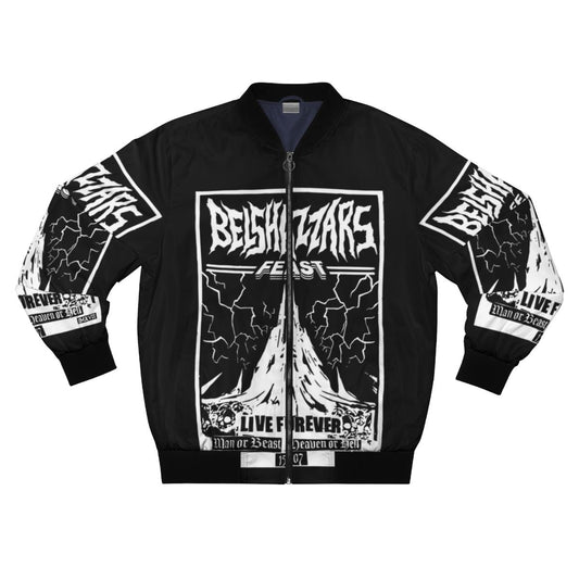 Belshazzar's Feast Heavy Metal Bomber Jacket with Apocalyptic and Biblical Imagery