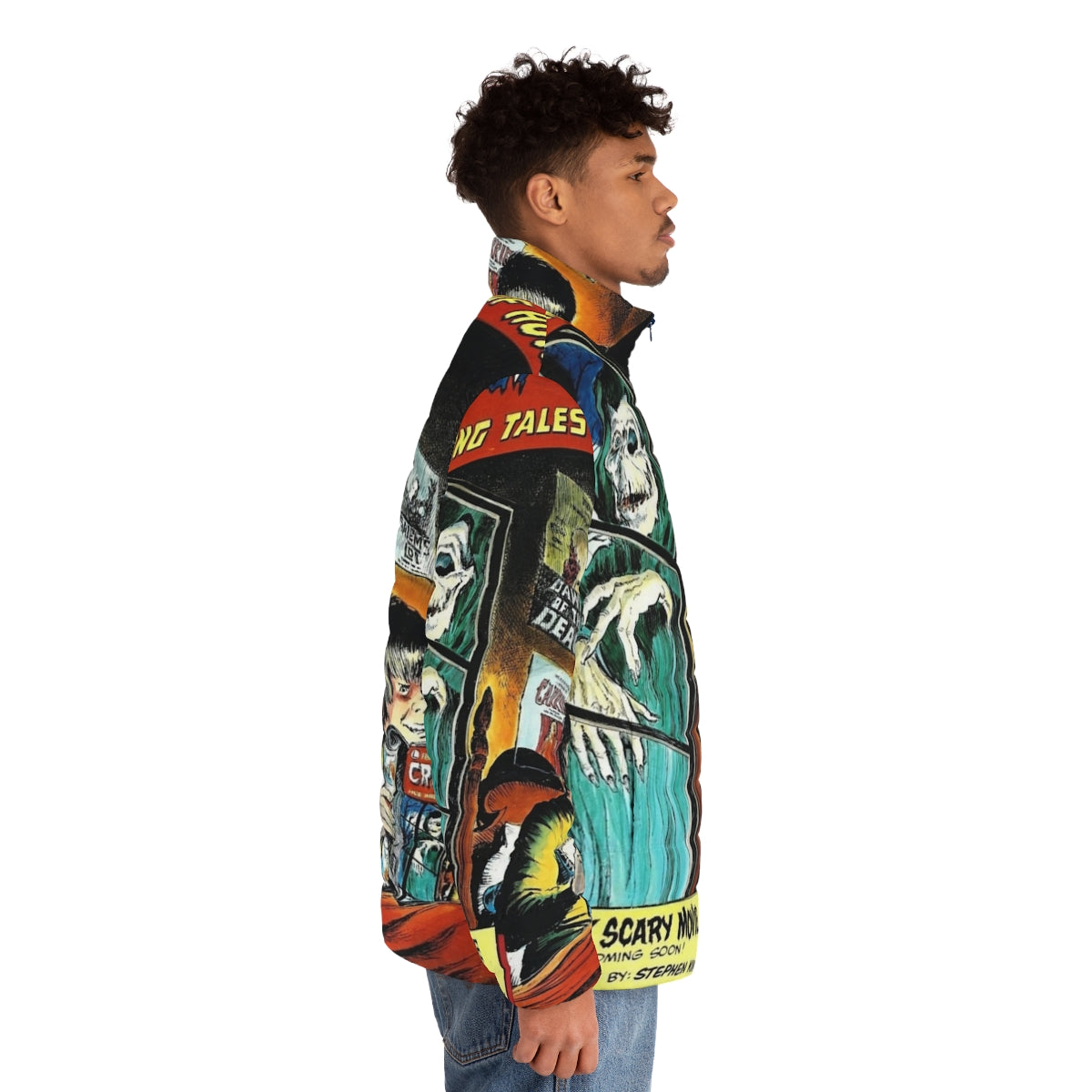 Creepshow puffer jacket featuring horror imagery and theme - men side right