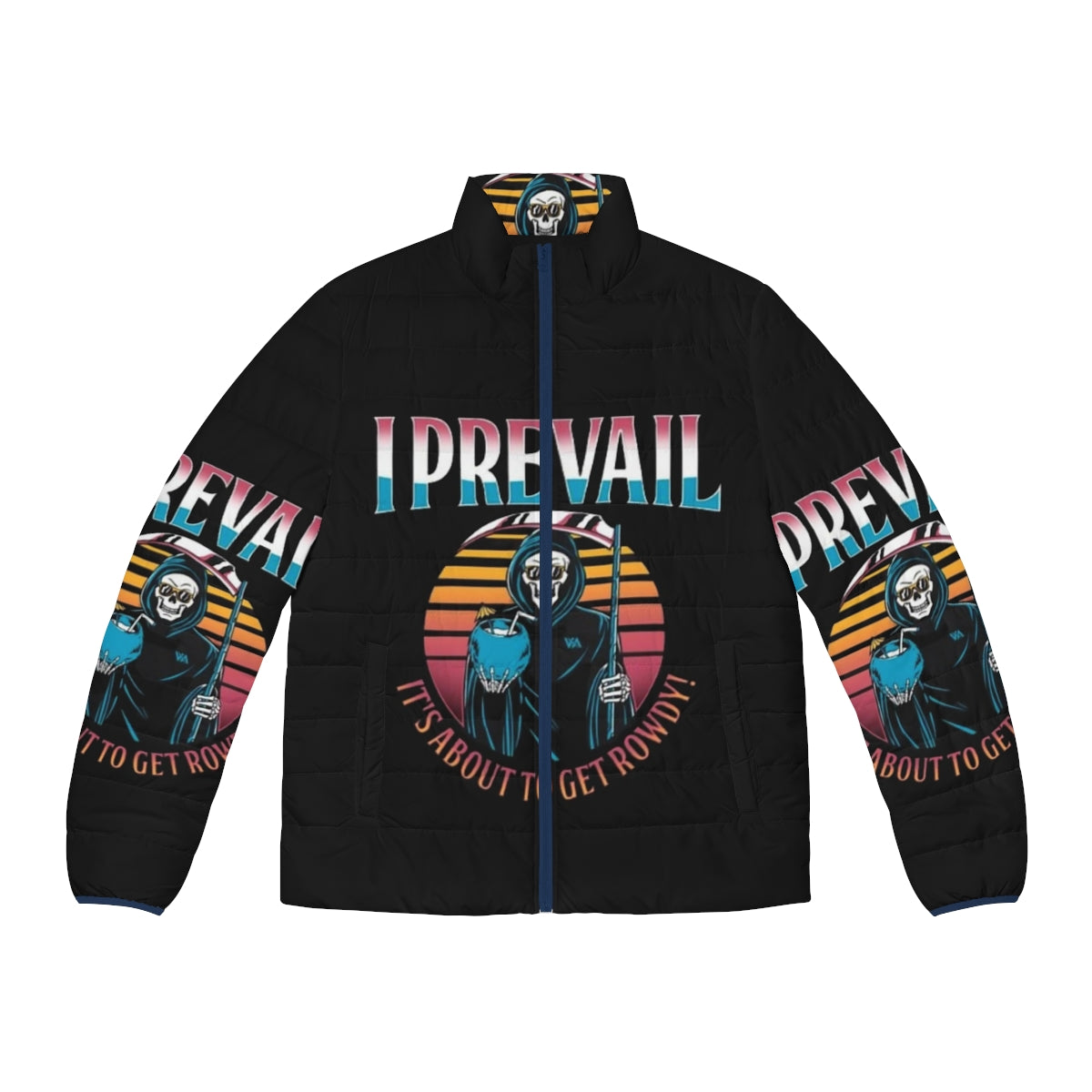 I Prevail Puffer Jacket with band logo and artwork