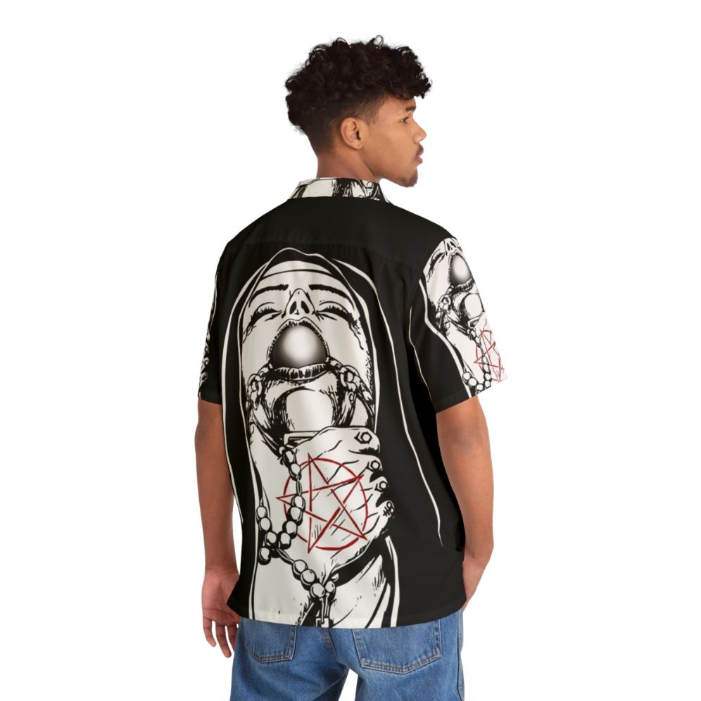 Satanic nun Hawaiian shirt with occult symbols - People Back