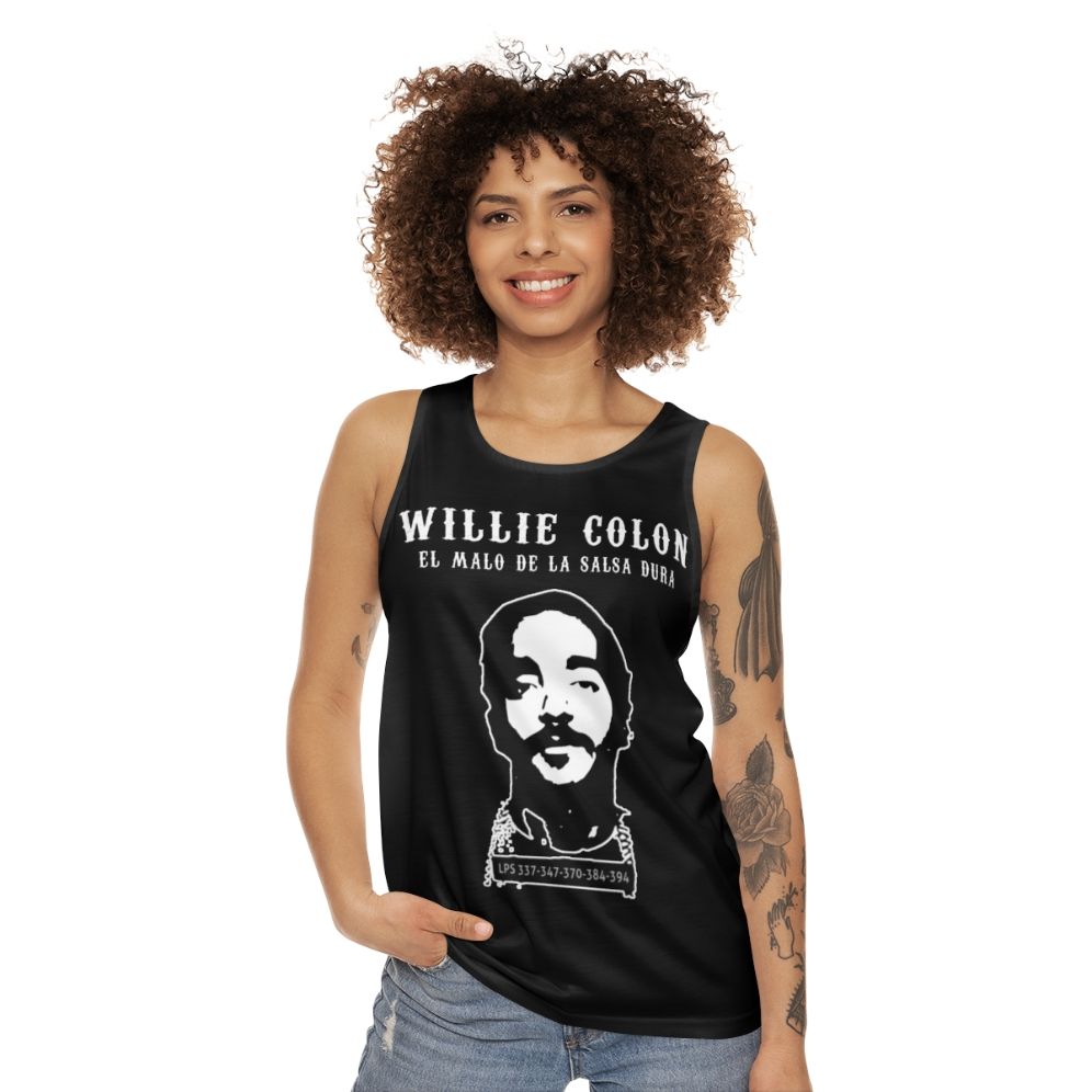 Unisex tank top featuring salsa music icon Willie Colon - women